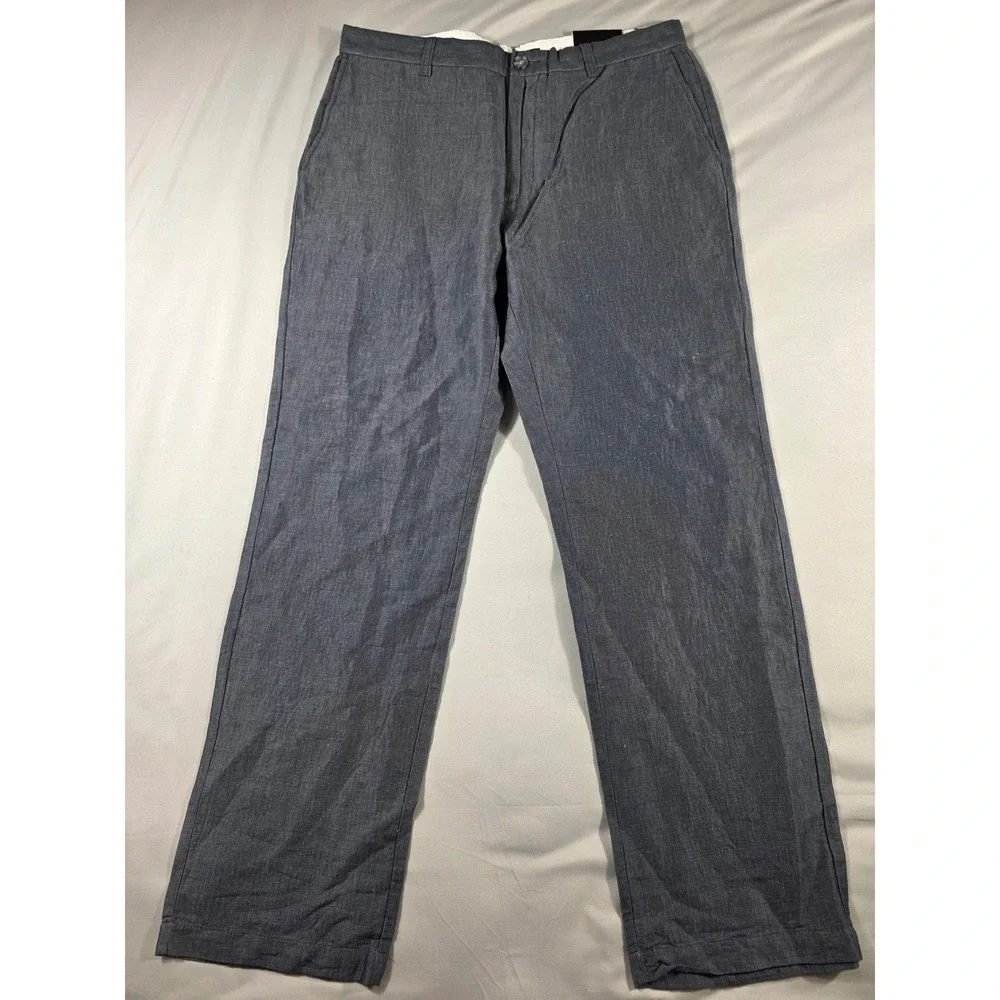 Banana Republic Gavin Straight Fit Pants Mens 34x32 Gray Linen Blend NEW
